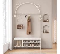 Hall Tree Banc à chaussures à 2 niveaux pour manteaux et chaussures, organiseur de rangement d'entrée avec 6 crochets, solution de rangement multifonctionnelle pour couloir, assemblage facile