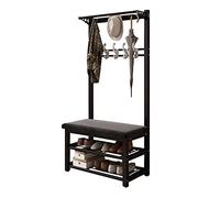 Hall Tree Banc à chaussures avec étagère de rangement et 10 crochets 3 en 1 Meuble d'entrée 80 x 33 x 172 cm
