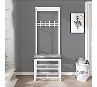 Hall Tree Banc de rangement avec porte-manteau et étagère à chaussures Coussin en velours Montage facile 61 cm