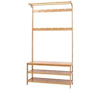 Hall Tree Banc d'entrée avec porte-manteau et rangement à chaussures pour couloir organisé, assemblage facile et durable