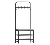 Hall Tree Banc porte-manteau avec rangement à chaussures, organiseur d'entrée autonome avec siège en cuir synthétique et cadre en métal pour décoration et rangement de la maison