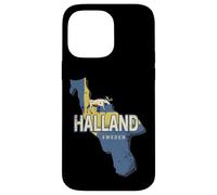 Halland Suède Carte de Province rétro Souvenir élan Vintage Coque pour iPhone 14 Pro Max