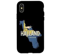 Halland Suède Carte de Province rétro Souvenir élan Vintage Coque pour iPhone X/XS