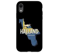 Halland Suède Carte de Province rétro Souvenir élan Vintage Coque pour iPhone XR