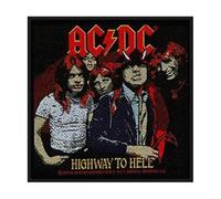 Halle15Clothes - Écusson pour veste - Ruban AC/DC - Highway to hell, Noir , 10x9,5cm