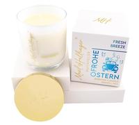 Hallingers Frohe Ostern Lapin livre des œufs - Bougie parfumée en cire de soja jusqu'à 40 h - Maxl Hallinger - Bougie parfumée dans un verre (verre et carton) - Idées cadeaux de Noël et cadeaux de