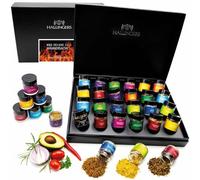Hallingers Lot de 24 accessoires de barbecue pour barbecue, épices du monde entier (445 g) - BBQ Deluxe 24 choses pour homme (ensemble) - Noël 2023 - Calendrier de l'Avent - Cadeau pour la Saint-Valentin 2023