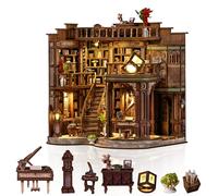 Hallisun Book Nook Kit, La Librairie de Rêve Maison Miniature avec Lumière LED, Puzzle 3D en Bois Booknook Bibliothèque, DIY Miniature Maison Poupée, Buchstütze Décoration Créatif Cadeau pour Adultes