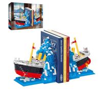 Hallisun Kit Construction Titanic, Maquette Navire Titanic Support Livre Bloc Construction Taille Standard avec Serre-Livres Forme Glacier, Convient aux Adultes âgés de 14 Ans et Plus, 1202 pièces