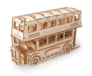 Hallisun Puzzle 3D en Bois, Jeu de Construction de Bus à Deux étages Avec Engrenage Mécanique, Modèle à Construire pour Adultes de 14 Ans et Plus, Cadeau de Noël, 349 Pièces