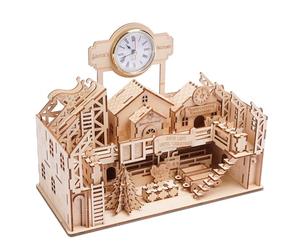 Hallisun Puzzle en Bois 3D, kit de Construction de maquettes en Bois de l'usine du Père Noël, Ensemble de Construction mécanique à Faire soi-même, Cadeau de Noël pour Adultes, 225 pièces