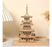 Hallisun Puzzle en bois 3D pour adultes - Pagodes à quatre étages - Kit de modélisation en bois à monter soi-même pour temples japonais - Puzzle 3D DIY - Pagodes - Construction - Bricolage - Cadeau