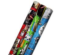 Hallmark 0005EWR2930 Star Wars Lot de 3 rouleaux de papier cadeau Yoda avec lignes de coupe au verso 60 m²