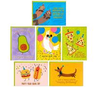 Hallmark Assortiment de cartes d'anniversaire amusantes (24 cartes vierges avec enveloppes) avec punaises alimentaires, chien, oiseau, loutres