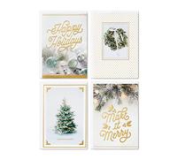 Hallmark Assortiment de cartes de Noël blanches et dorées (40 cartes et enveloppes)