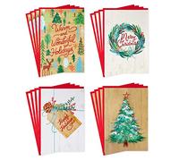 Hallmark Assortiment de cartes de Noël rustiques (4 motifs, 16 cartes et enveloppes)