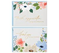 Hallmark Assortiment de cartes de remerciement funéraires, fleurs en feuille d'or (50 cartes de remerciement pour votre condoléances avec enveloppes)
