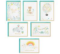 Hallmark Assortiment de cartes de remerciement pour fête prénatale - Animaux et fleurs - 24 cartes avec enveloppes pour bébé garçon ou fille - Éléphant, renard, lapin