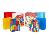 Hallmark Assortiment de sacs cadeaux d'anniversaire (8 sacs : 4 sacs moyens 22,9 cm, 4 grands 33 cm) pour enfants, enseignants, petits-enfants, adultes, frères et sœurs, fêtes