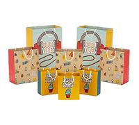 Hallmark Assortiment de sacs cadeaux recyclables (8 sacs : 3 petits 15,2 cm, 3 moyens 22,9 cm, 2 grands 33 cm) pour anniversaire d'enfants, bonnes vibrations, icônes rétro