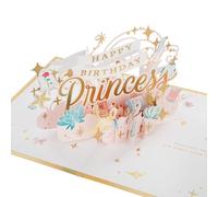 Hallmark Carte d'anniversaire 3D et pop up, motif princesses Disney, La Belle et la Bête, Aladdin, Cendrillon, Rose, Doré