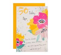 Hallmark Carte d'anniversaire 50 ans - Motif floral classique en relief