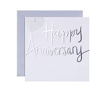 Hallmark Carte d'anniversaire de mariage, cœur, feuille d'argent, blanc.