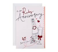 Hallmark Carte d'anniversaire de mariage Ruby - Motif bouteille et verre effet 3D illustré