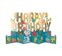 Hallmark Carte d'anniversaire Jumbo 3D et pop-Up, cacahuètes et fond en bois, motif bannière « Happy Birthday », bleu, doré