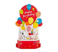 Hallmark Carte d'anniversaire musicale 3D et pop up, Snoopy & Woodstock, Peanuts Comics, rouge