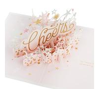 Hallmark Carte d'anniversaire pop-up 3D pour elle, motif étoiles et bannières, rose, blanc, doré