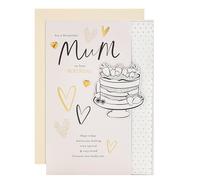 Hallmark Carte d'anniversaire pour maman, feuille d'or, cœurs, gâteau avec poème sincère