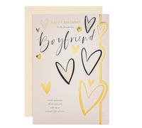 Hallmark Carte d'anniversaire pour petit ami, feuille d'or, cœurs avec verset sincère