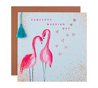 Hallmark Carte de félicitations de mariage - Design carré contemporain avec flamants roses fluo