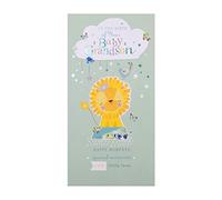 Hallmark Carte de félicitations de naissance pour petit-fils Motif lion mignon avec détails en feuille bleue et strass