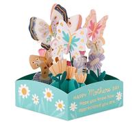 Hallmark Carte de fête des mères 3D avec motif floral et papillons, mini carte de fête des mères, souvenir, blanc, vert, orange