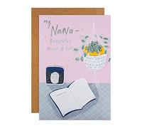 Hallmark Carte de fête des mères pour grand-mère, livre contemporain, bougie et scène végétale, de la part de petit-enfant, petit-fils, petite-fille, rose