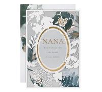 Hallmark Carte de fête des mères pour grand-mère, motif floral avec détails dorés, gris, blanc