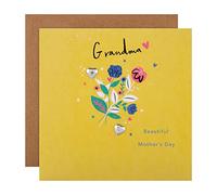 Hallmark Carte de fête des mères pour grand-mère, motif floral contemporain, de la part de petit-enfant, petit-fils, petite-fille, jaune