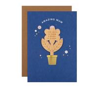 Hallmark Carte de fête des mères pour maman, avec souvenir de plantes en bois, carte de fête des mères pour maman, fleurs, fleurs, bleu, blanc
