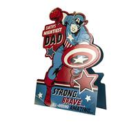 Hallmark Carte de fête des pères pour papa, motif Marvel Captain America, bandes dessinées, carte autonome, bleu, rouge