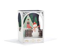 Hallmark Carte de Noël 3D avec motif bonhomme de neige, blanc, rouge