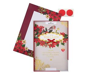 Hallmark Carte de Noël en boîte avec inscription « I Love » Motif rouge-gorge traditionnel et feuillage