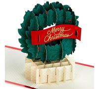 Hallmark Carte de Noël, motif couronne festive, 3D et carte pop-up, vœux de Noël, vert, rouge