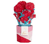 Hallmark Carte de Saint Valentin, carte de Saint Valentin pour une personne que j'aime, 3D et Pop Up, motif bouquet de roses, rouge, rose, blanc