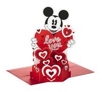 Hallmark Carte de Saint-Valentin musicale 3D et Pop Up, cœur lumineux, Disney, Mickey Mouse, or, rose, bleu, blanc