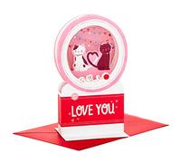 Hallmark Carte de Saint-Valentin musicale 3D et Pop Up, motif boule à neige chat mignon avec mouvement « Snow », rose, blanc, rouge