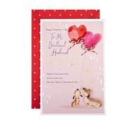 Hallmark Carte de Saint-Valentin pour mari, motif chiens mignons et ballons en forme de cœur, carte de Saint-Valentin pour mari, rose