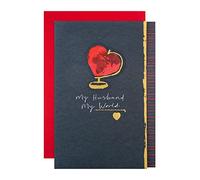 Hallmark Carte de Saint-Valentin pour mari, motif globe en forme de cœur, rouge, noir