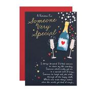 Hallmark Carte de Saint-Valentin pour quelqu'un de spécial, motif bouteille de champagne et verres, avec enveloppe, noir